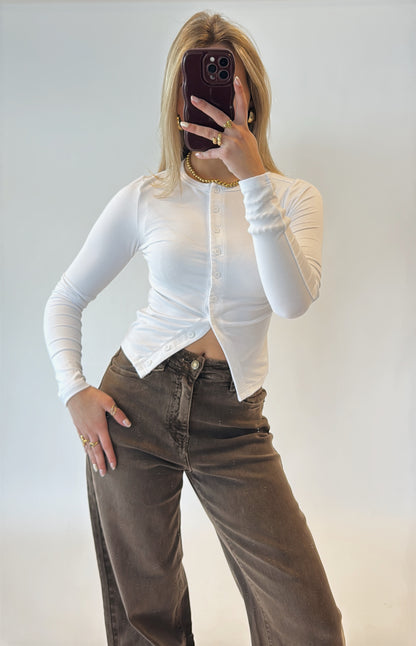 Molly button top - wit