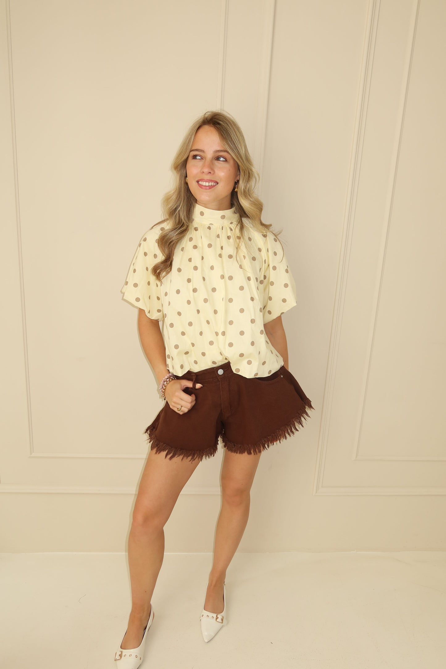 Zoë polka dot blouse - butteryellow