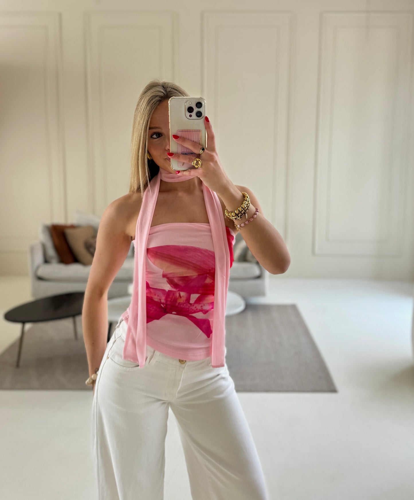 Sunset scarf top - pink