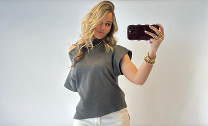 Cassie offshoulder top - grijs
