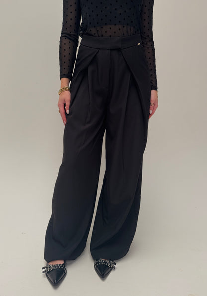 Ambika wide leg pantalon - zwart