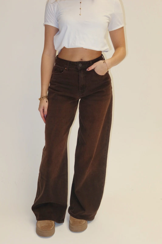 Baggy wideleg jeans - Queenhearts bruin