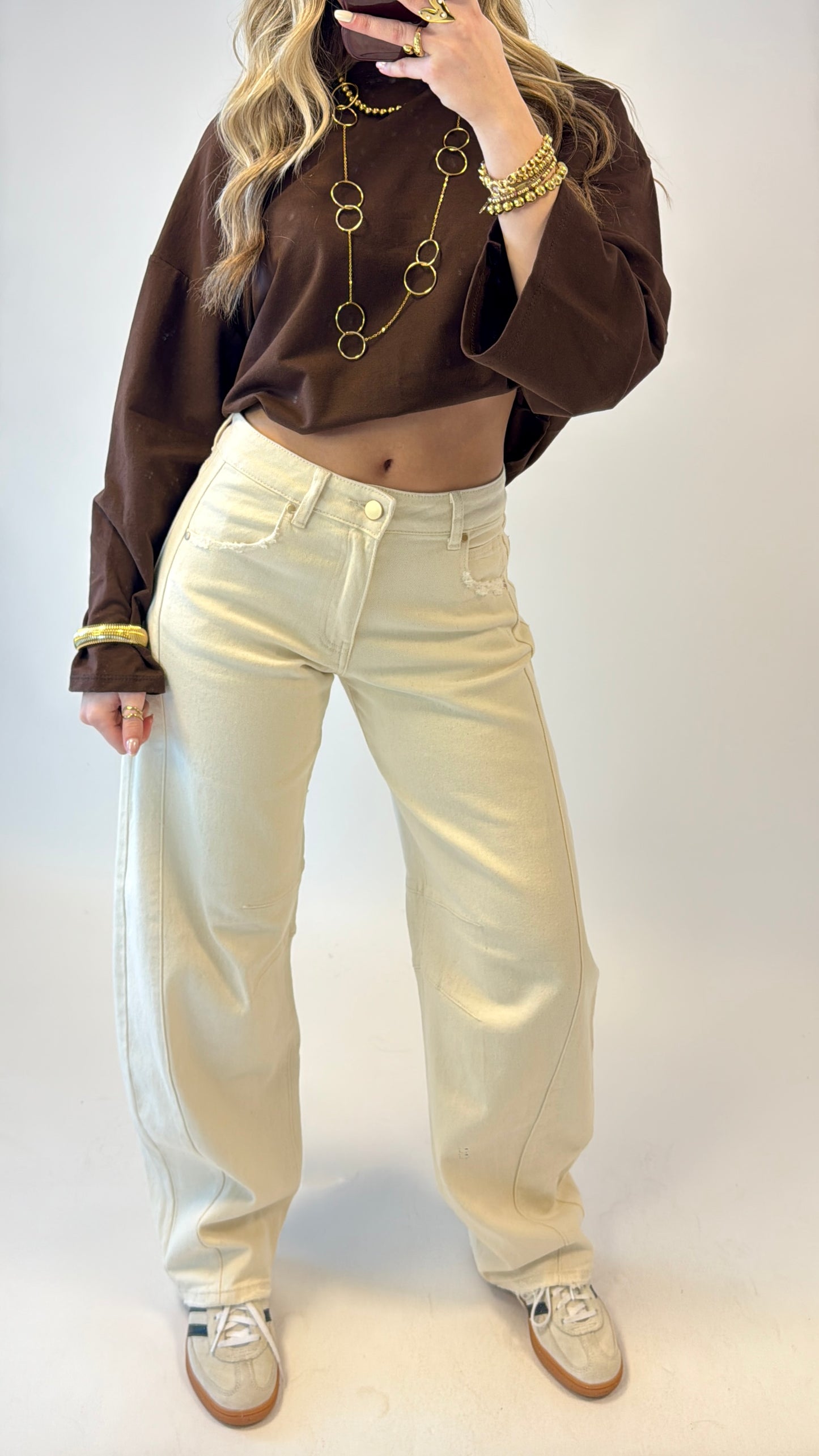 Barrel jeans - beige Queenhearts