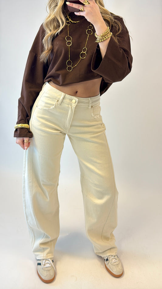 Barrel jeans - beige Queenhearts