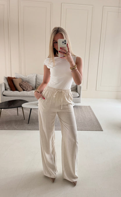 Linnen lounge pants - beige