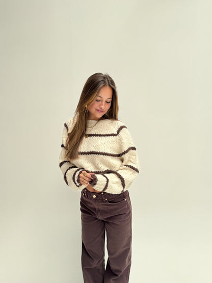 Romee knit - beige bruin gestreept