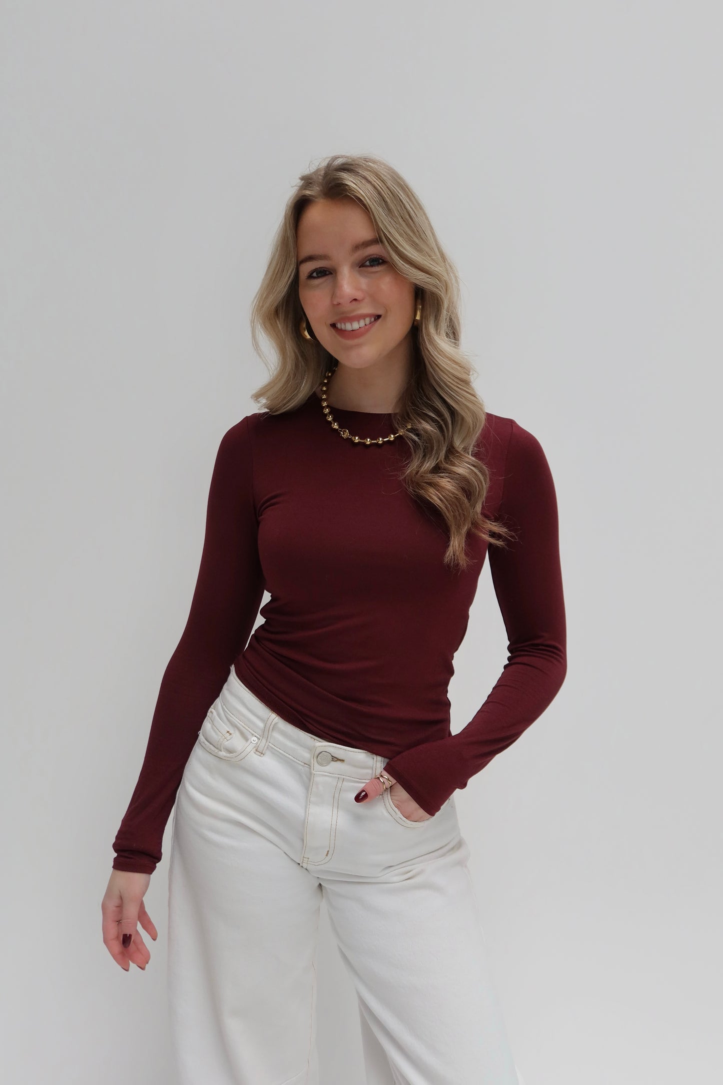 By Izi top longsleeved - burgundy