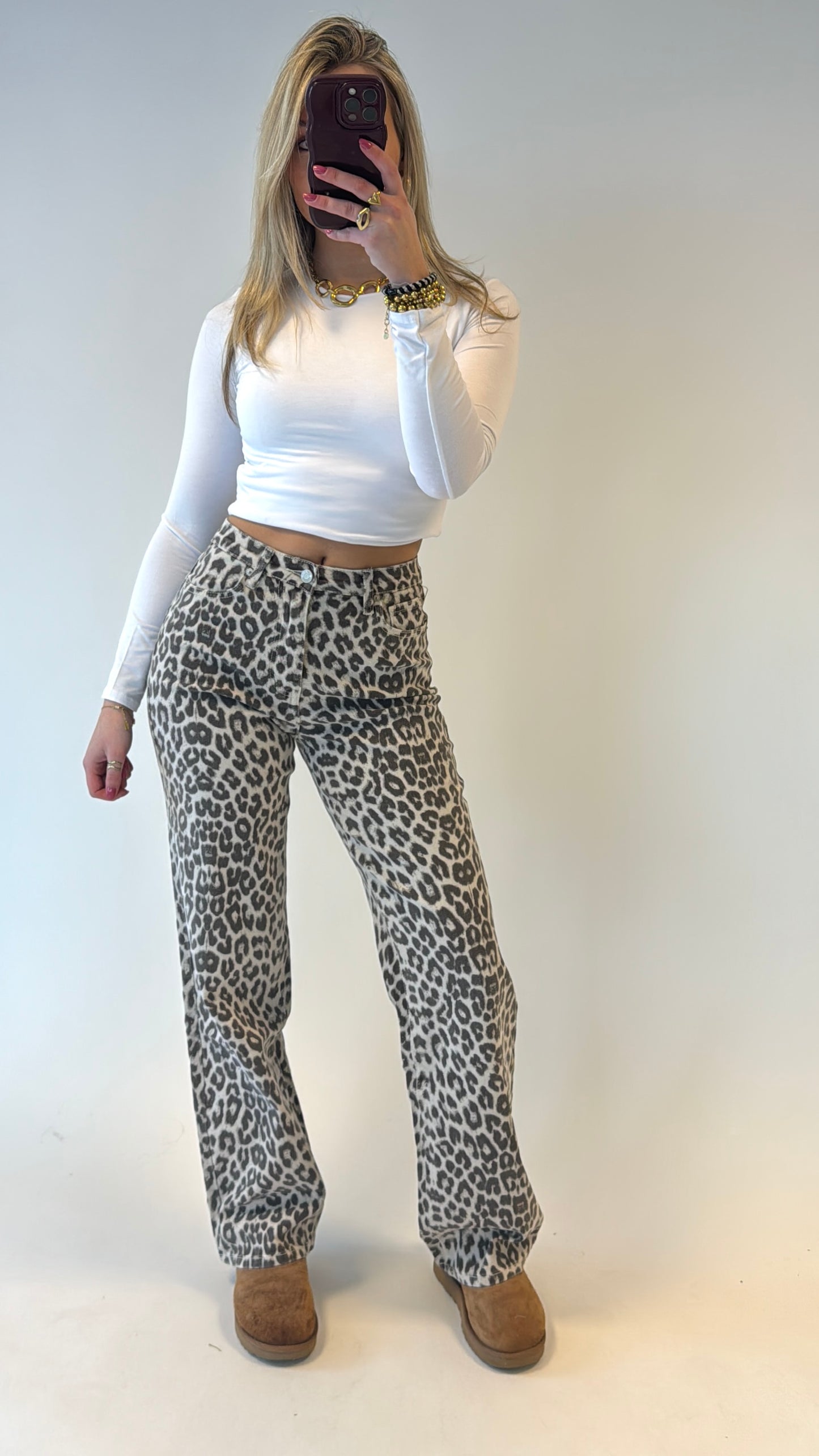 Leopard straight leg jeans - redial