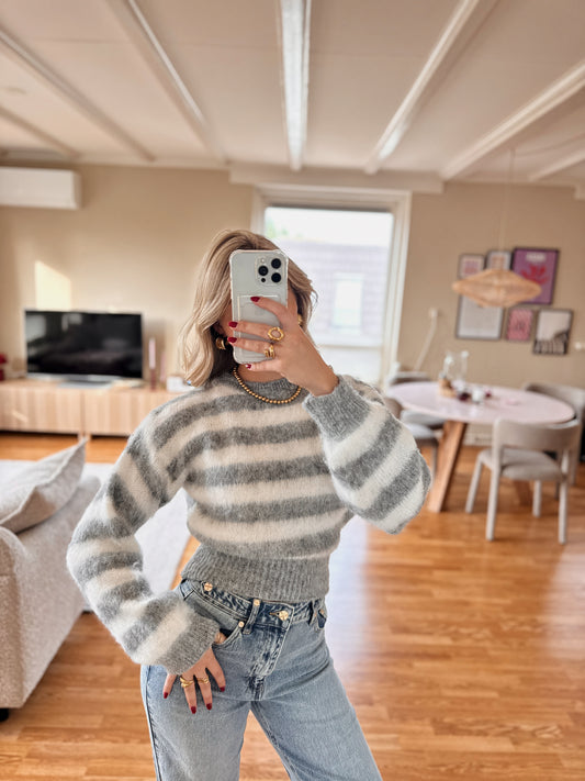 Polly striped knit - grijs/wit