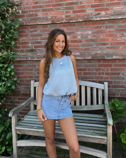 Ziva satin top - babyblue