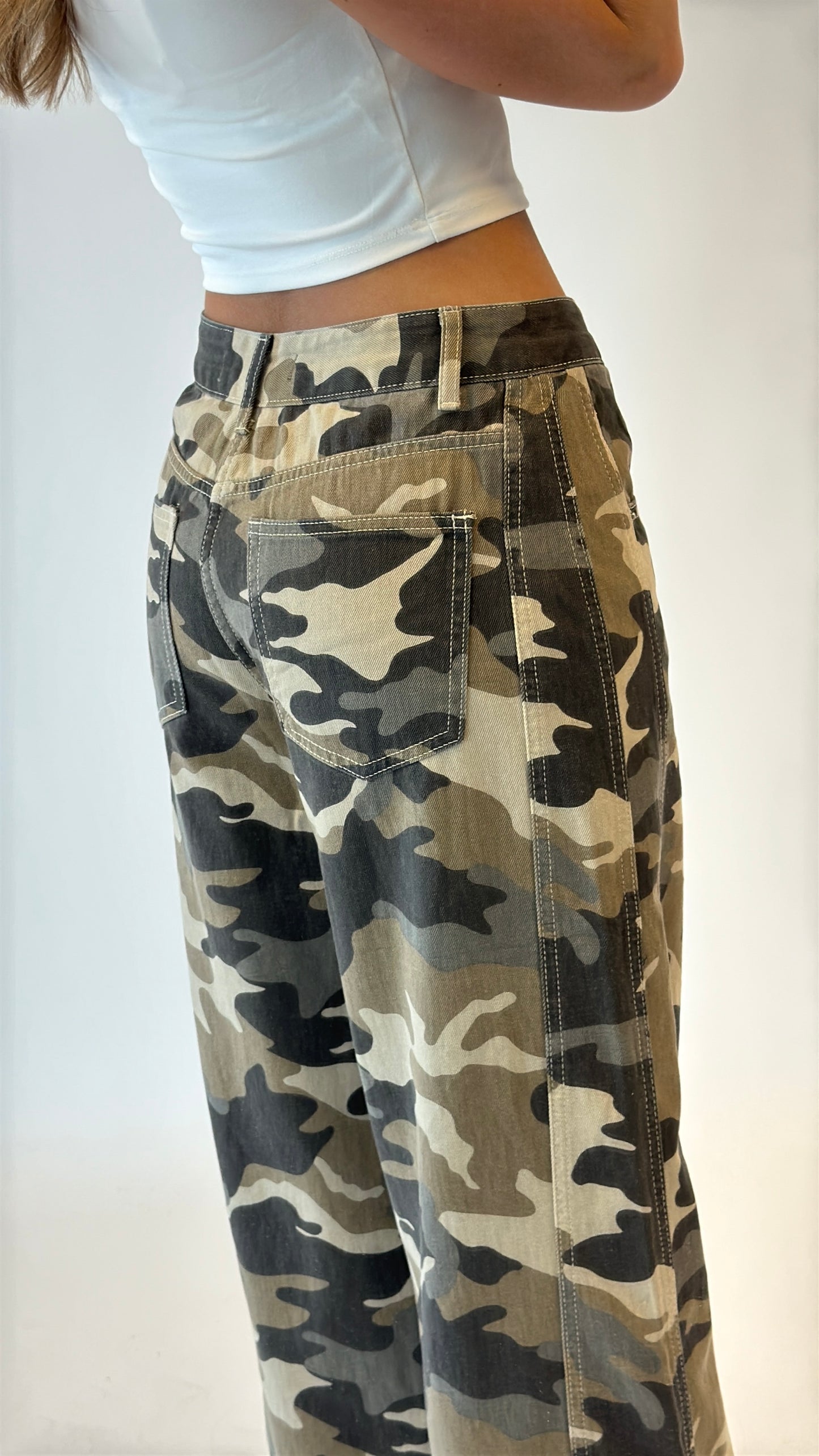 Camo wide leg jeans