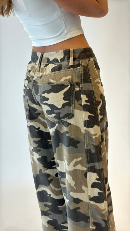 Camo wide leg jeans