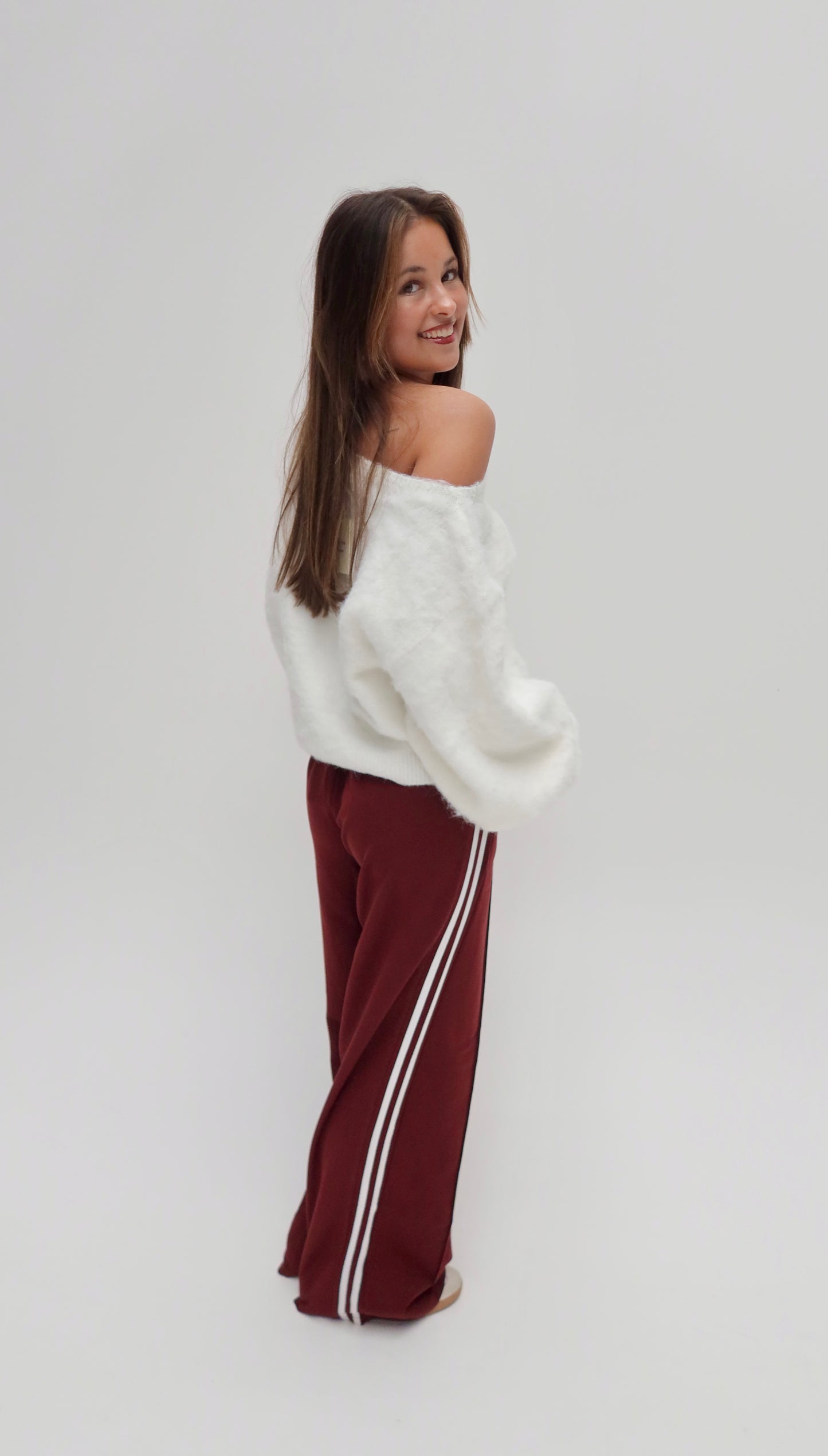 Ella jogger - striped burgundy