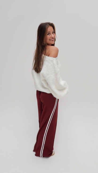 Ella jogger - striped burgundy