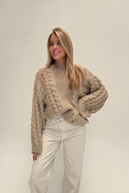 Lauren kabel knit taupe