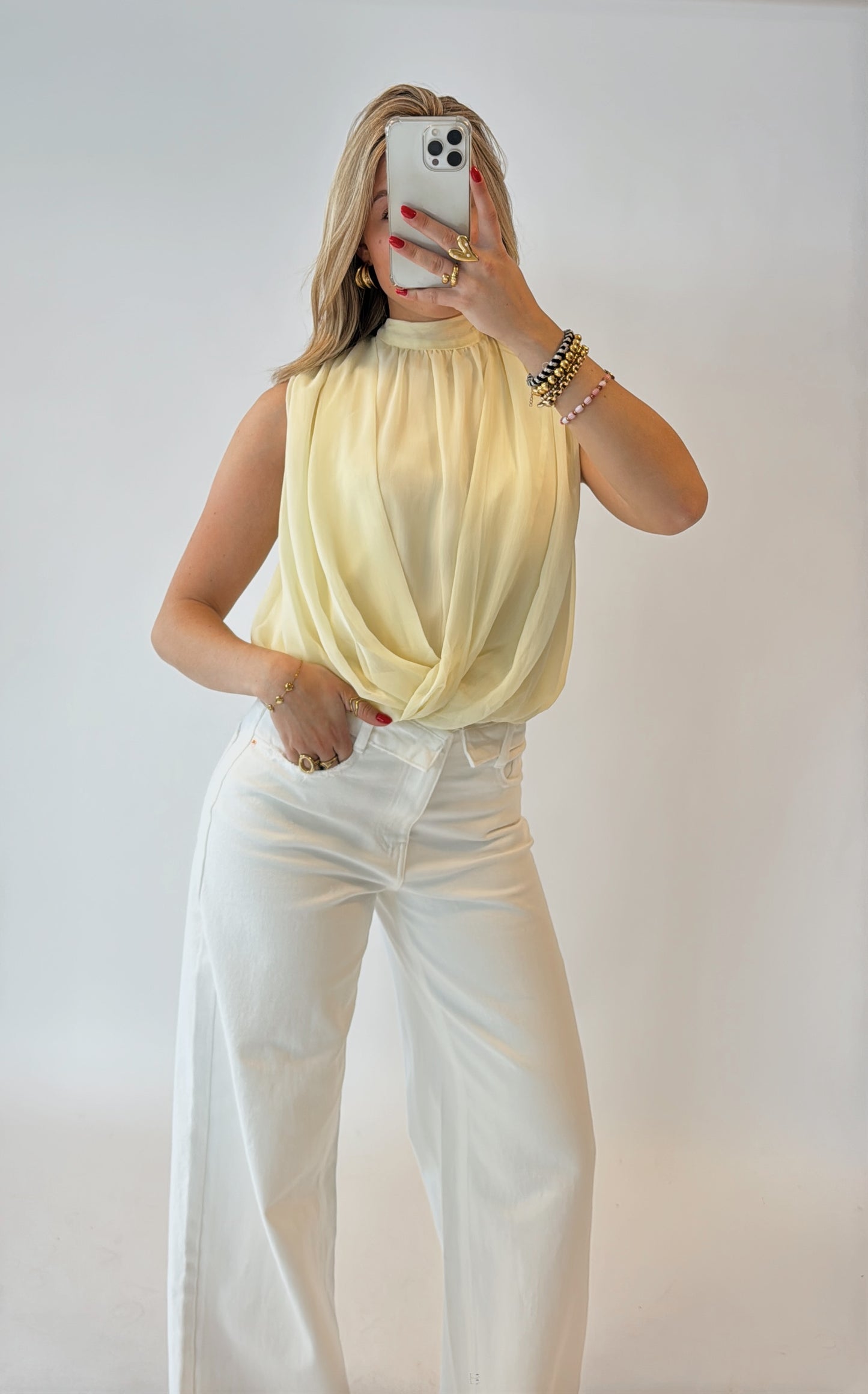 Donna halter top - butteryellow
