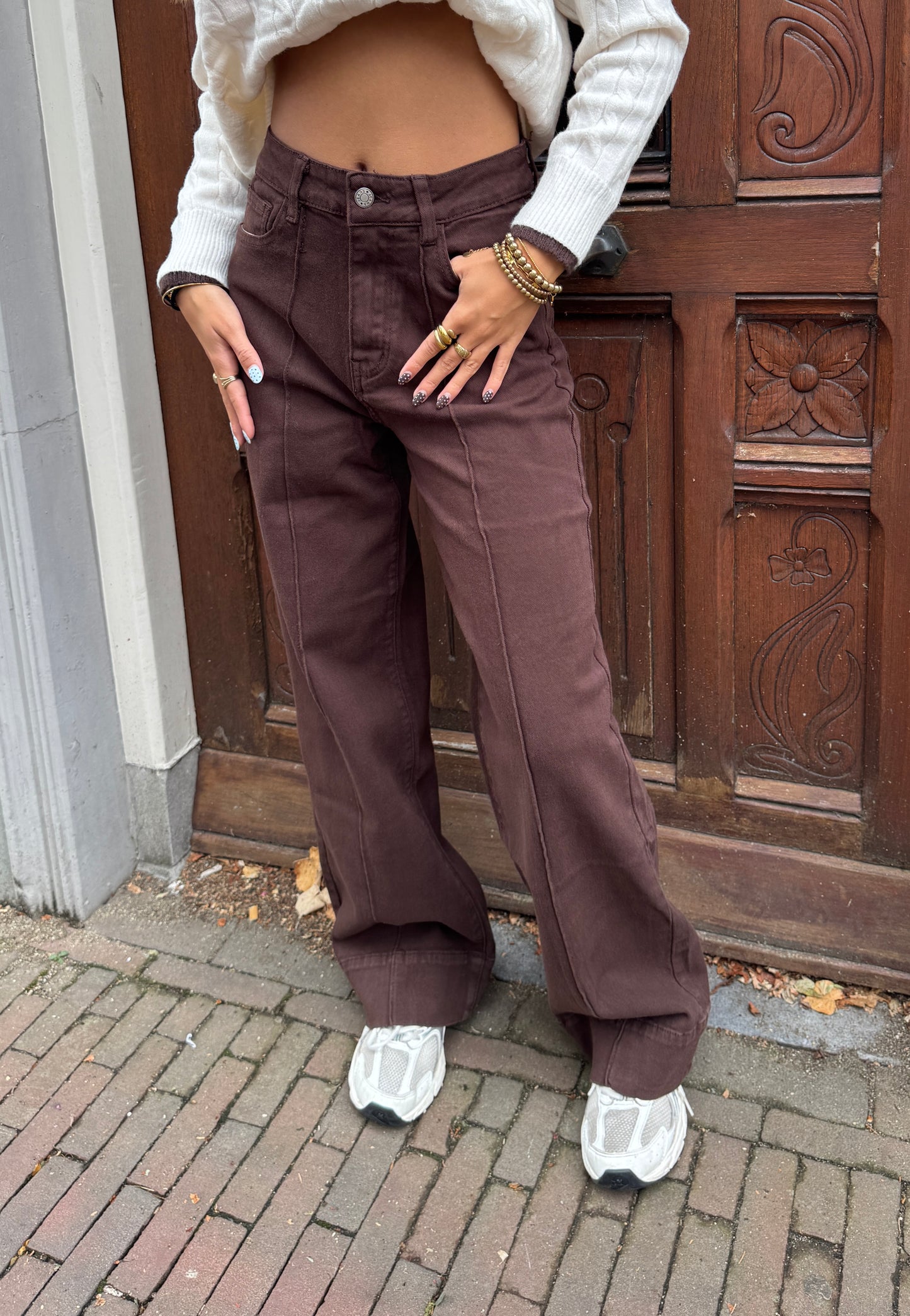 Wide leg jeans redial - bruin