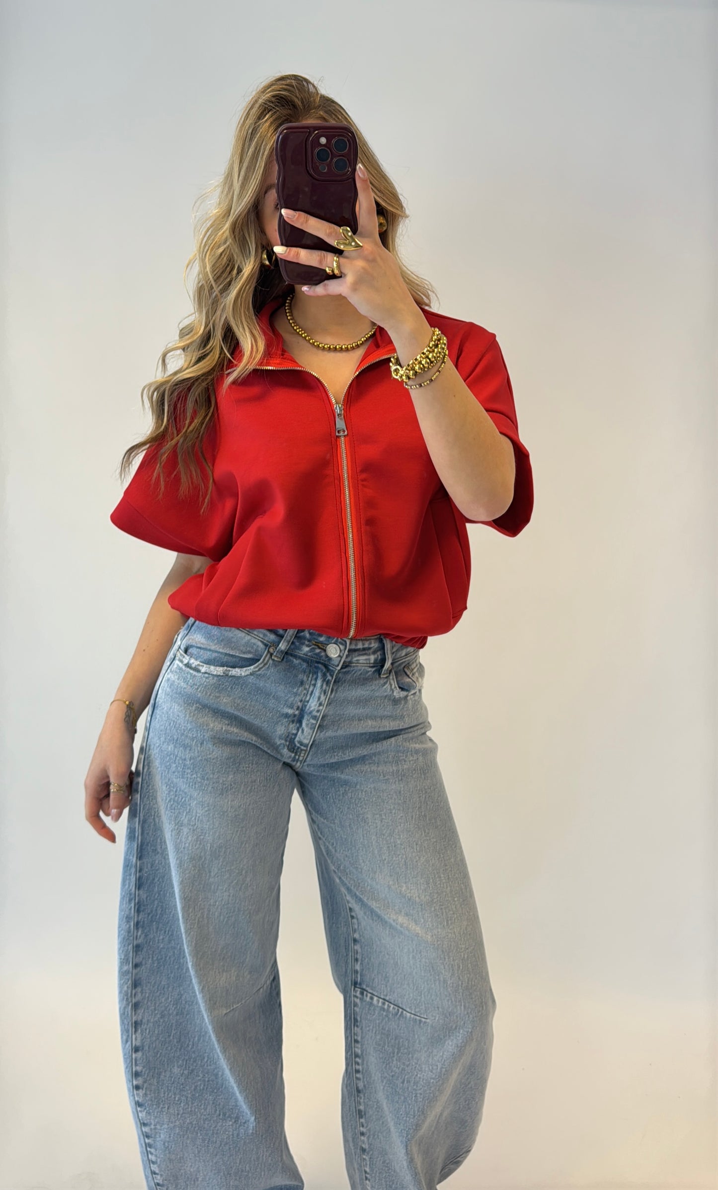 Emie zip top - rood
