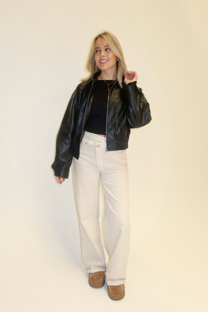 Leatherlook jacket zwart