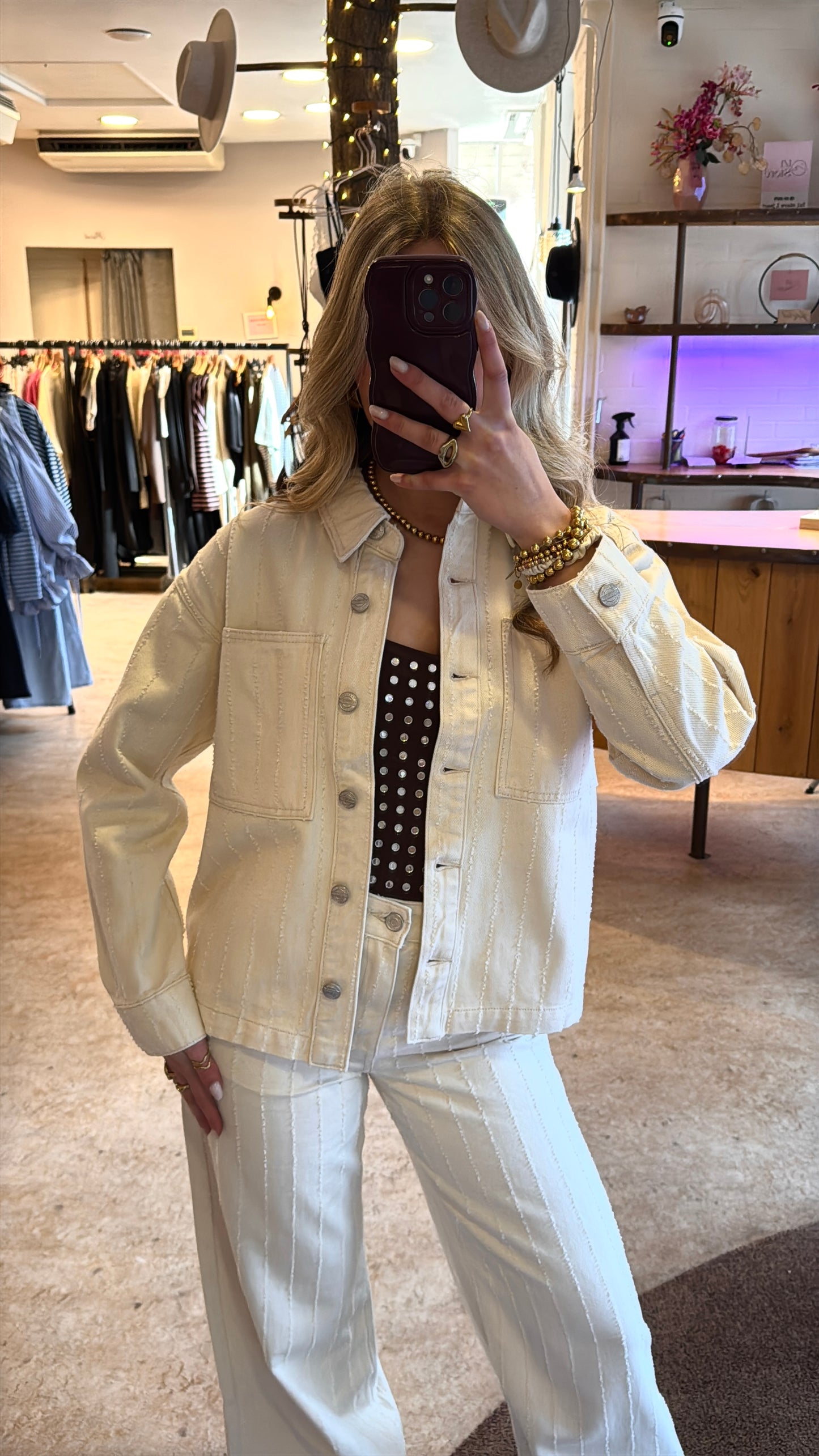 Izi golden muse denim jacket beige