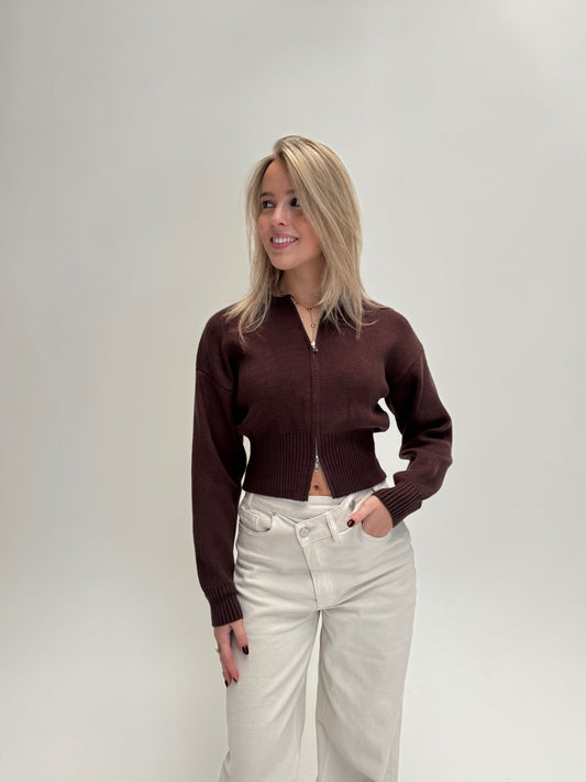 Sofie zip knit - bruin