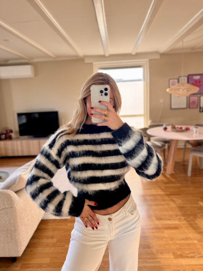 Polly striped knit - navy/wit