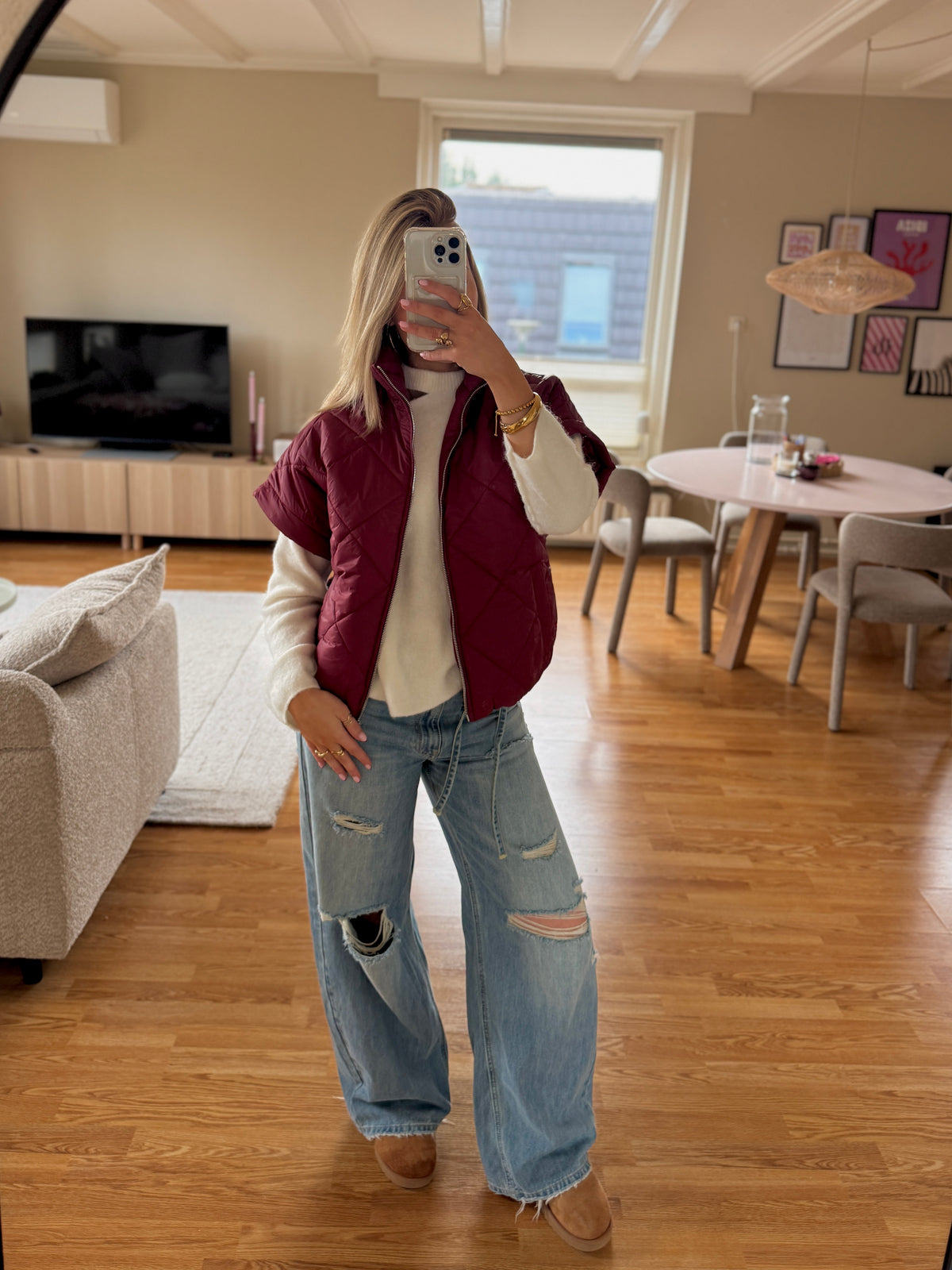Oversized bodywarmer Ambika - burgundy