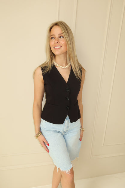 Buttoned gilet - zwart