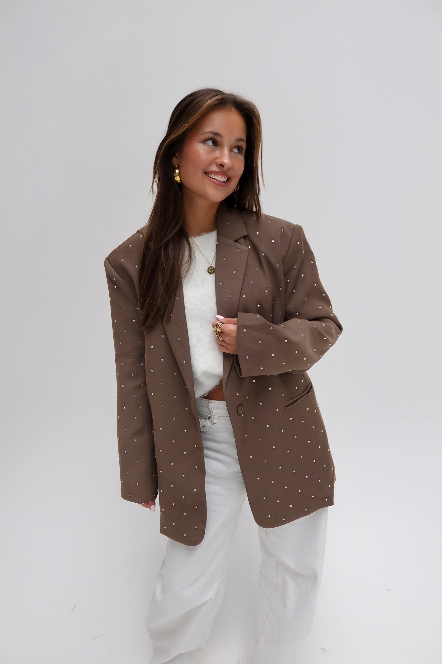 Lovie sparkle blazer - bruin