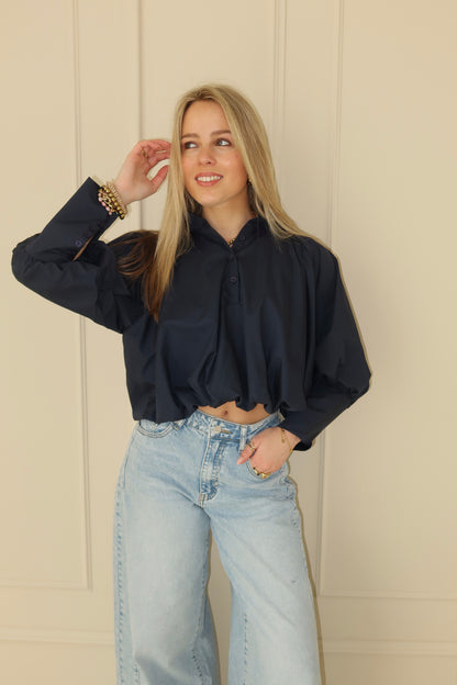 Juna cropped blouse - navy