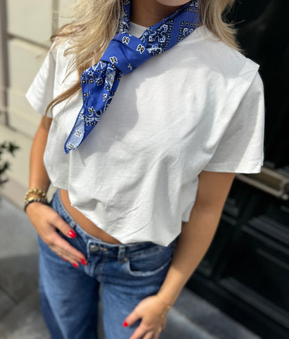Basic white tee + scarf