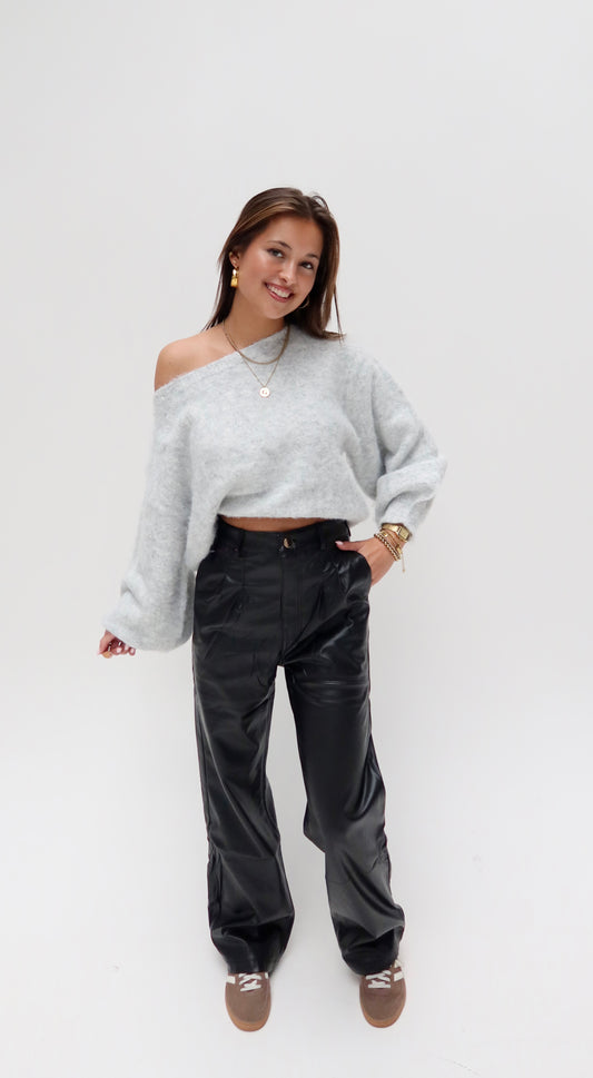 Quinty offshoulder knit - grijs