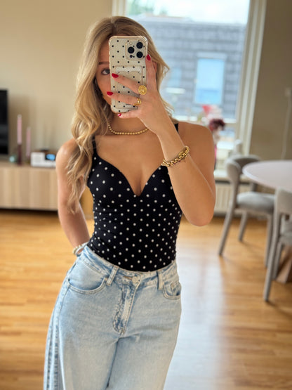 Polka dot shaped body - zwart
