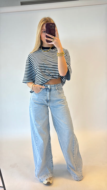 Wide leg jeans lightdenim - Queenehearts 3895-1