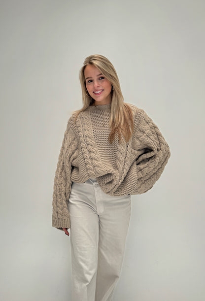 Lauren kabel knit taupe