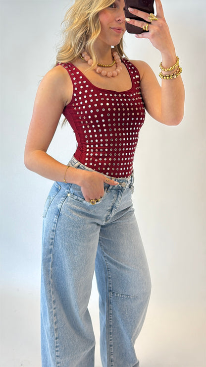 Studs body - bordeaux rood