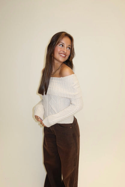 Chloé offshoulder kabel knit - beige