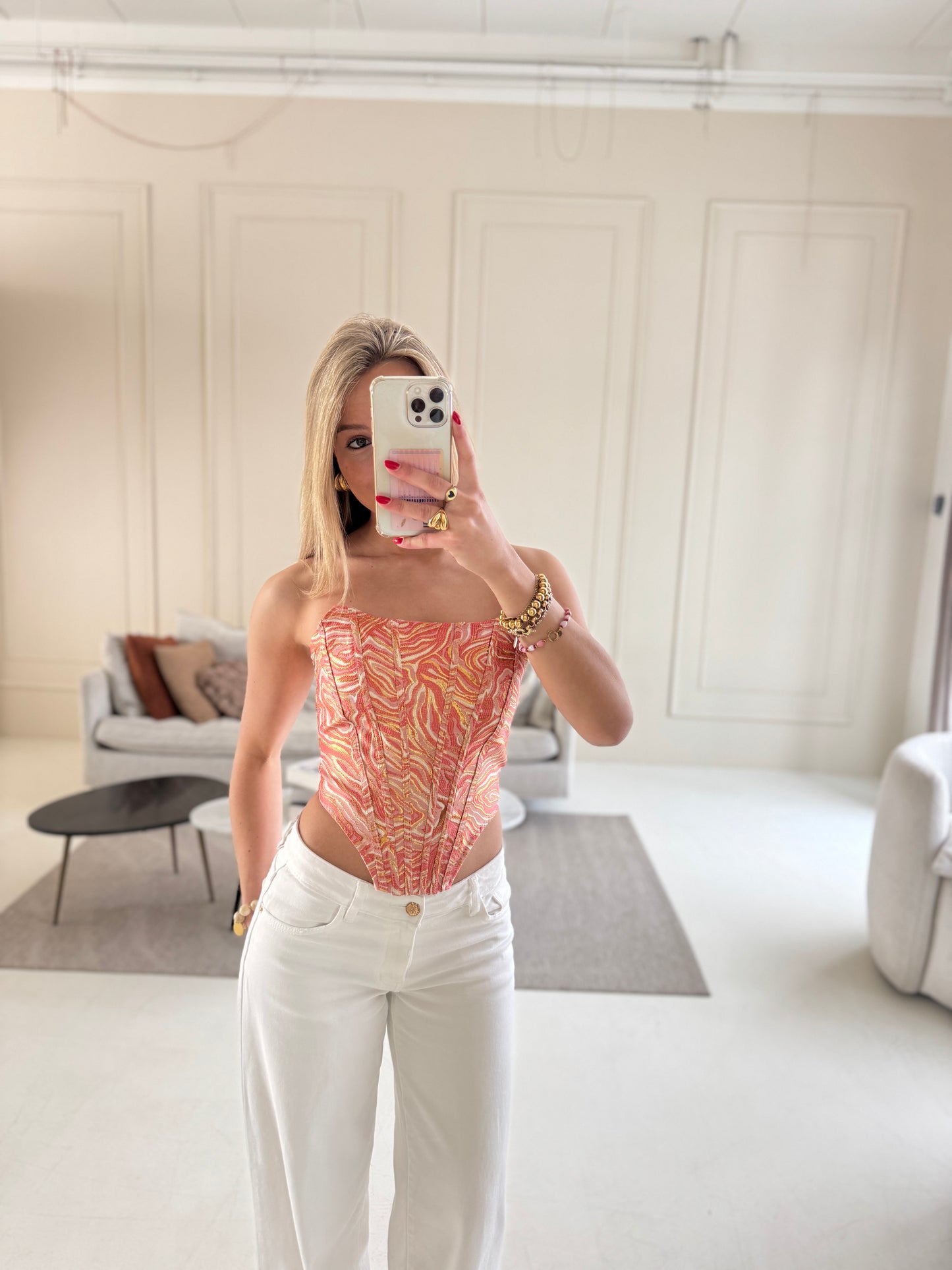 Pink marble corset top