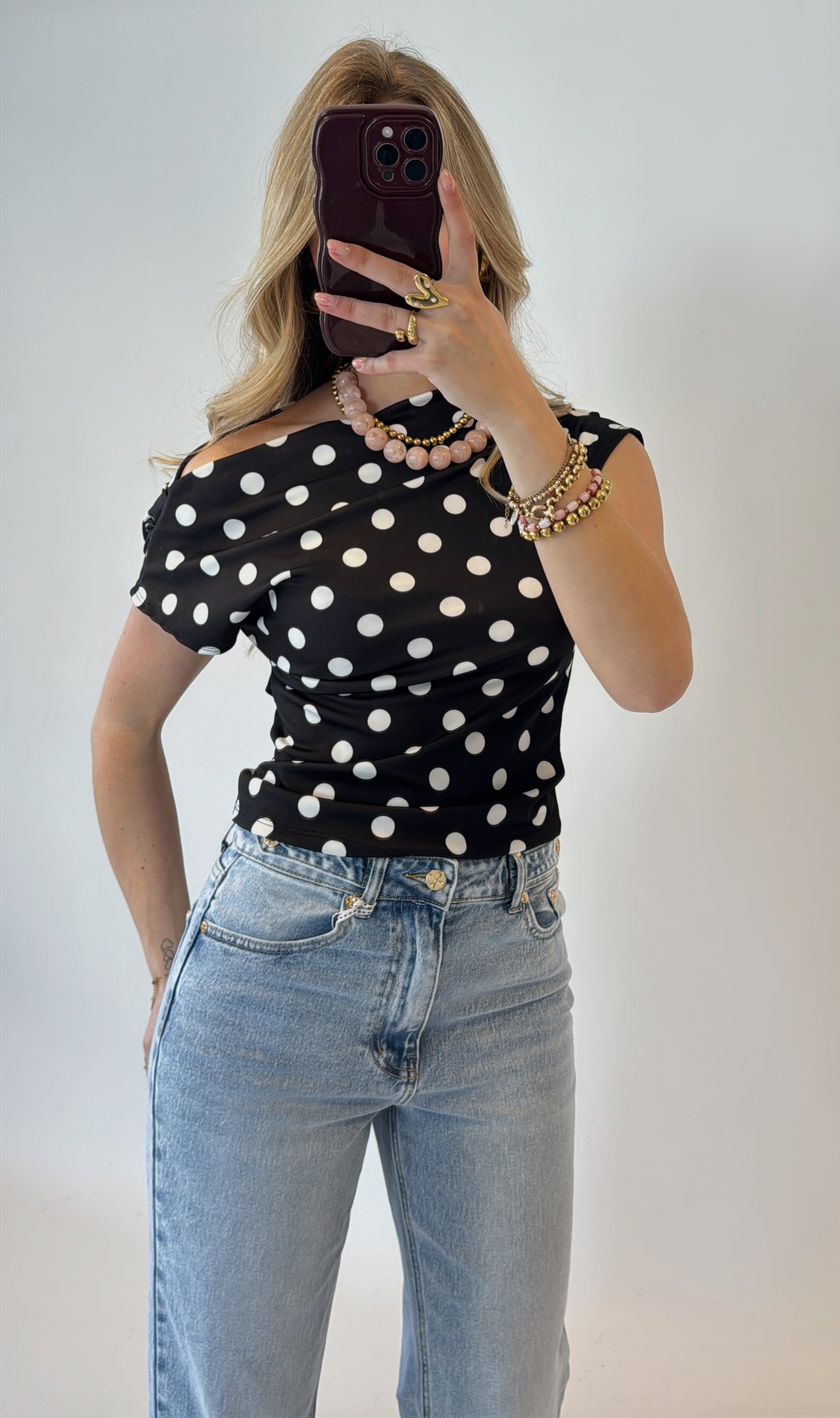 Lottie polka dot top - zwart