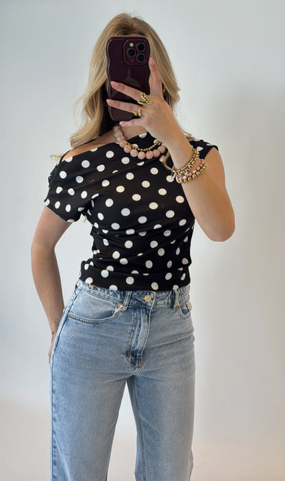 Lottie polka dot top - zwart