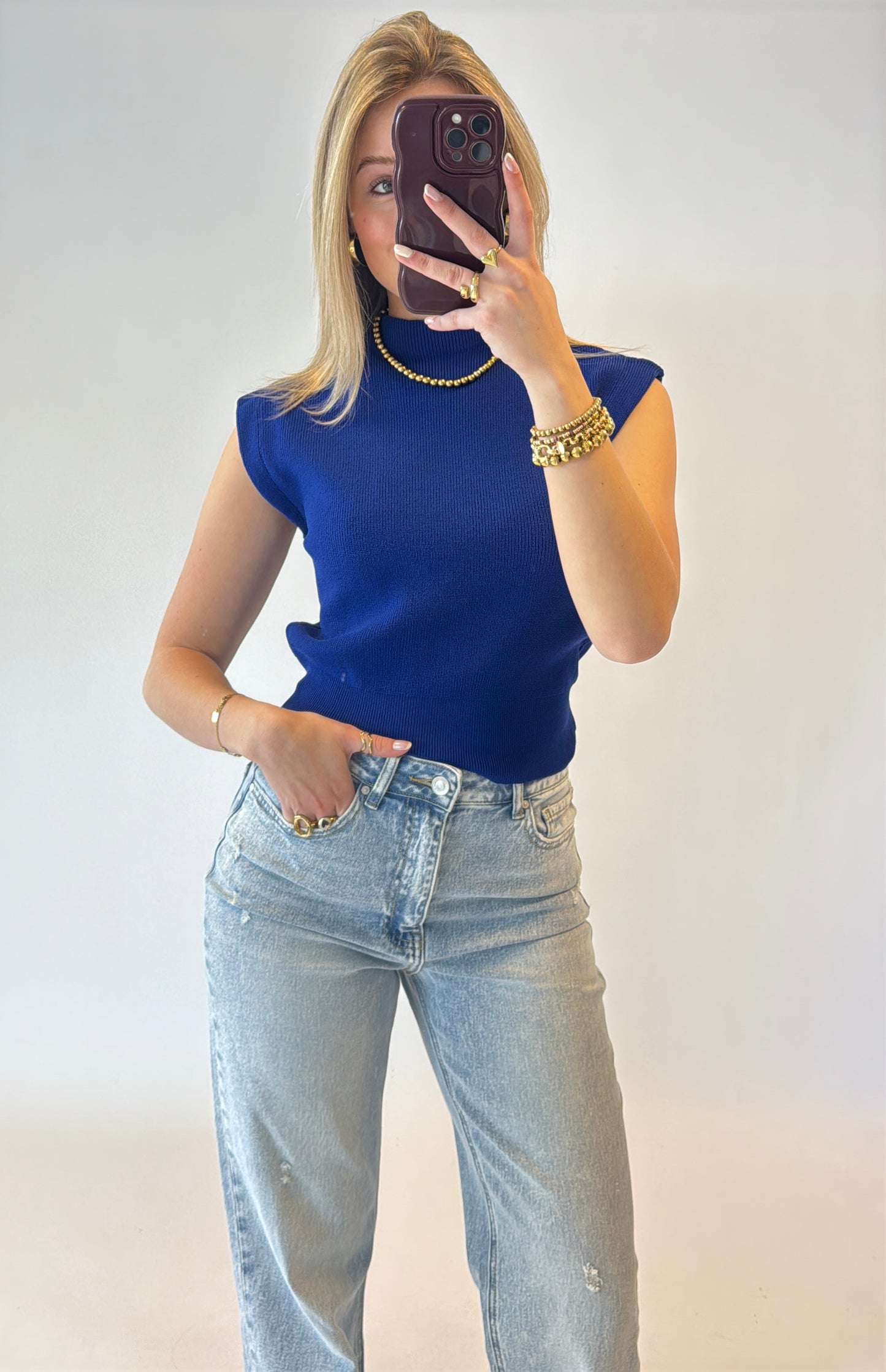 Lou top - cobaltblauw