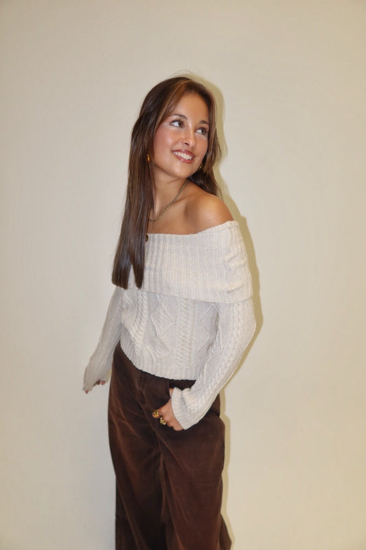 Chloé offshoulder kabel knit - beige