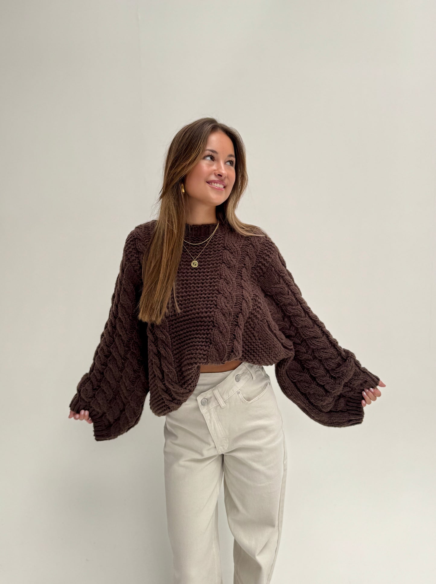 Lauren kabel knit - bruin