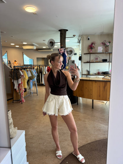 Ibiza fringe short - beige
