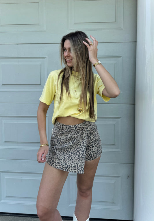 Leopard denim skort - redial