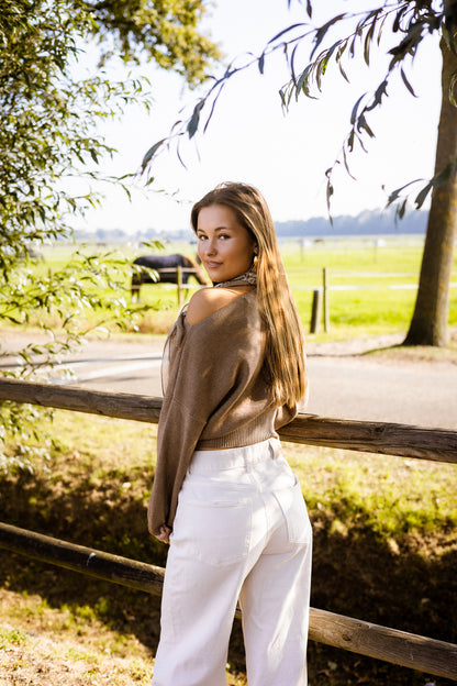 Sophia off shoulder knit - taupe