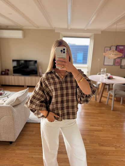 Faye checkered blouse - lichtbruin