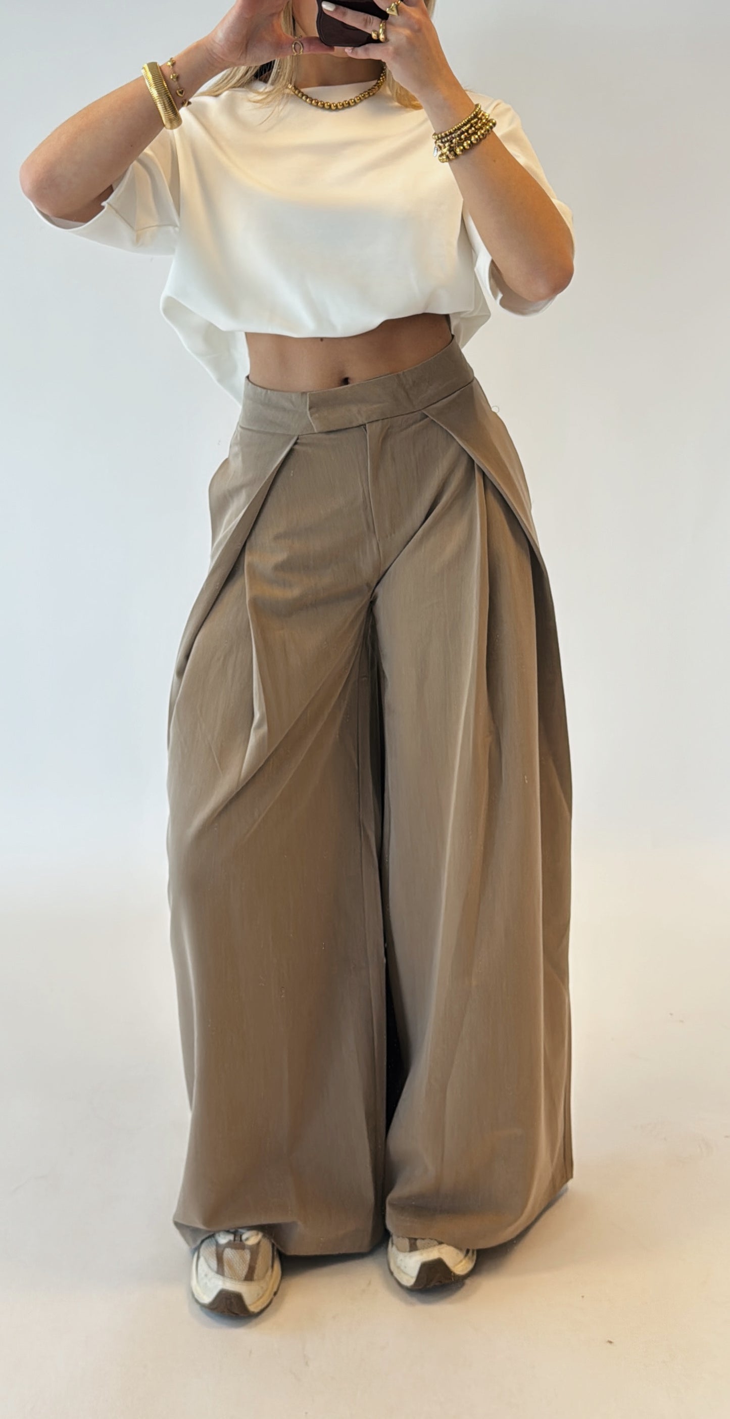 Lilian pantalon taupe - met plooi
