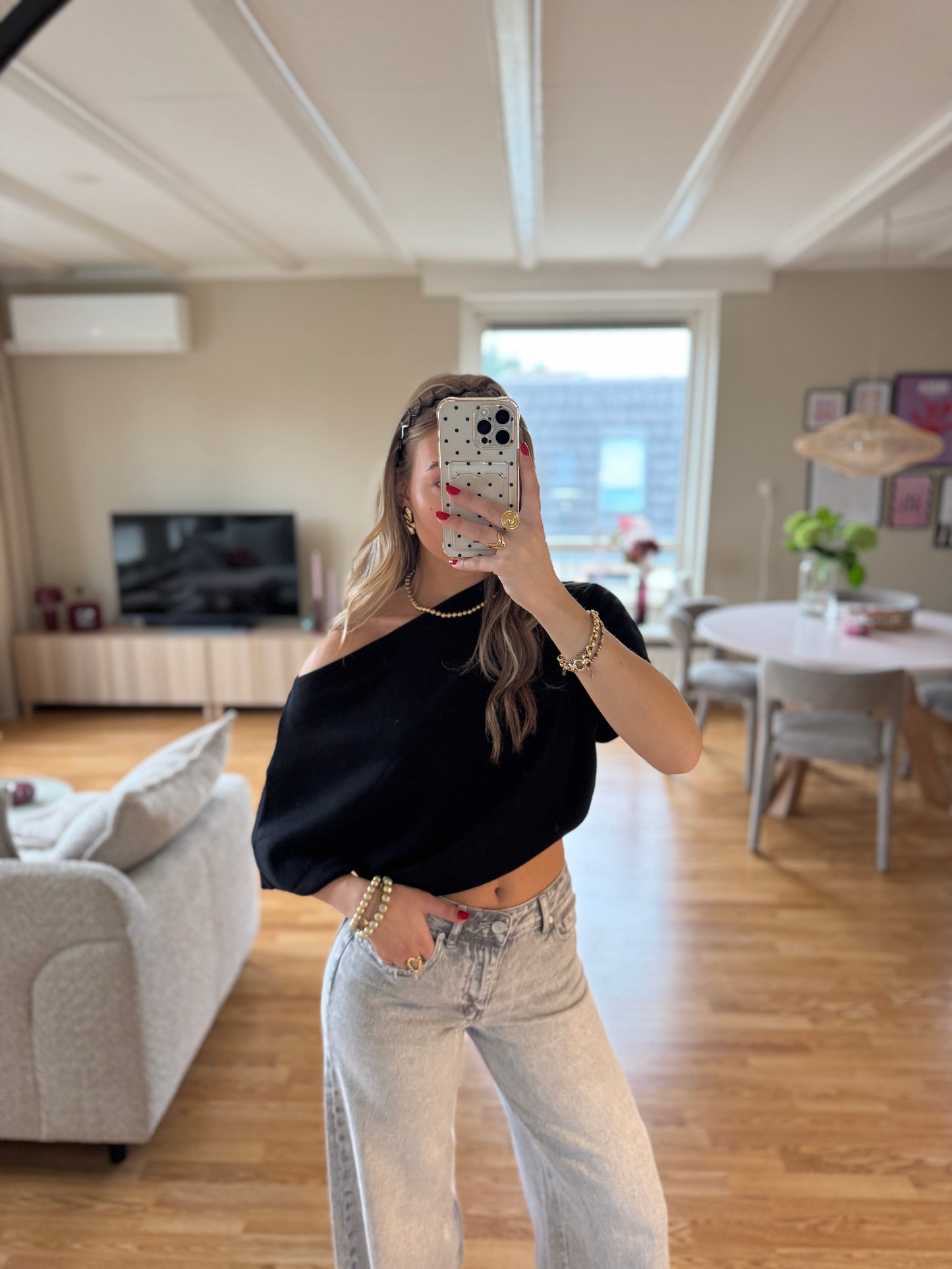 Vera one shoulder top - zwart