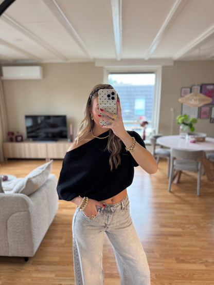 Vera one shoulder top - zwart
